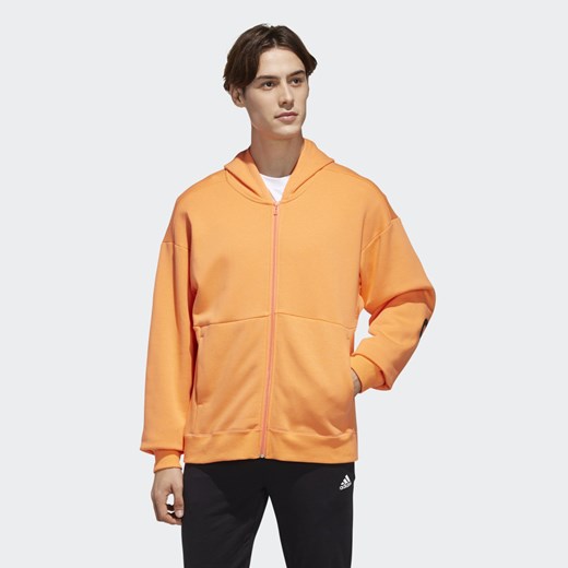 Bluza męska pomarańczowy Adidas na jesień sportowa bez wzorów 