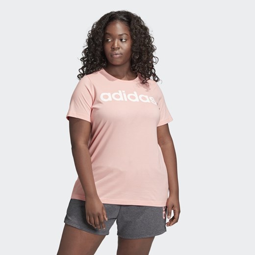 Bluzka damska różowa Adidas z krótkimi rękawami z okrągłym dekoltem 