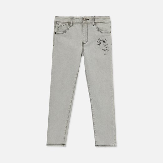 Sinsay - Bawełniane jeansy z nadrukiem - Jasny szary  Sinsay 92 