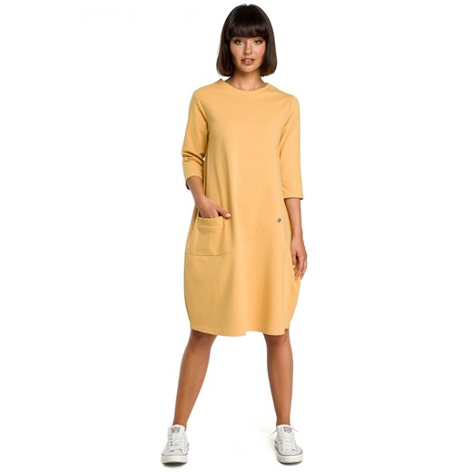 B083 Sukienka bombka z kieszenią żółta ze sklepu Świat Bielizny w kategorii Sukienki - zdjęcie 85517099