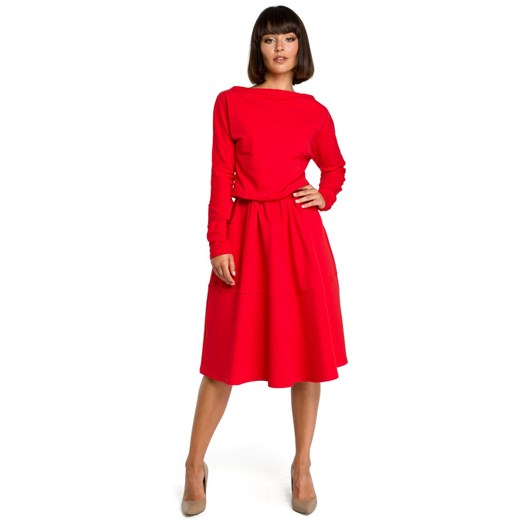 B087 Sukienka rozkloszowana - czerwona ze sklepu Świat Bielizny w kategorii Sukienki - zdjęcie 85517168