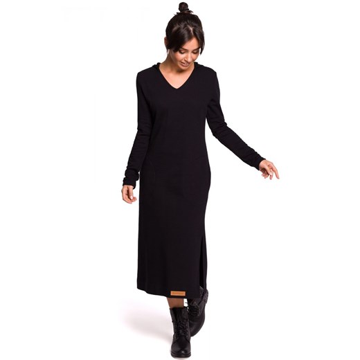 B128 Sukienka maxi z kapturem - czarna ze sklepu Świat Bielizny w kategorii Sukienki - zdjęcie 85517667