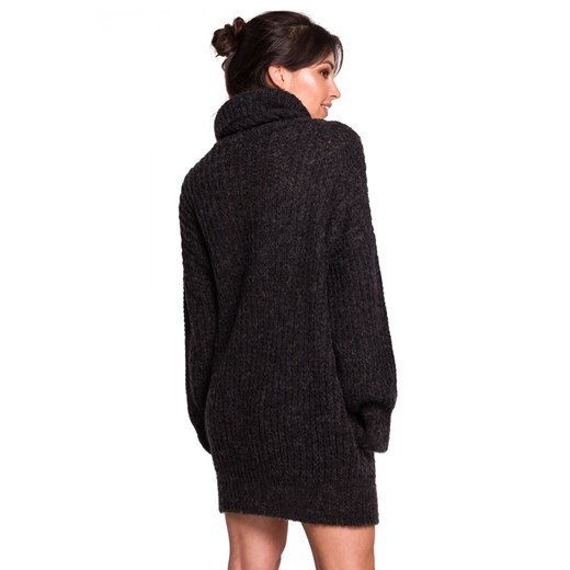BK030 Długi sweter z golfem - czarny  Be Knit L/XL Świat Bielizny