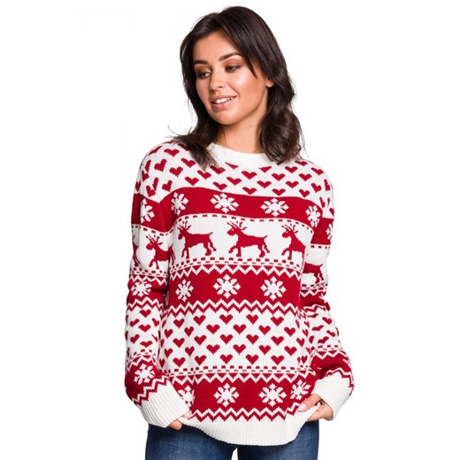 Sweter damski Be Knit wielokolorowy z okrągłym dekoltem 