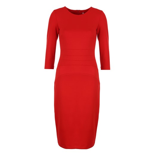 Sukienka Colett ołówkowa czerwona midi z długim rękawem na spotkanie biznesowe 