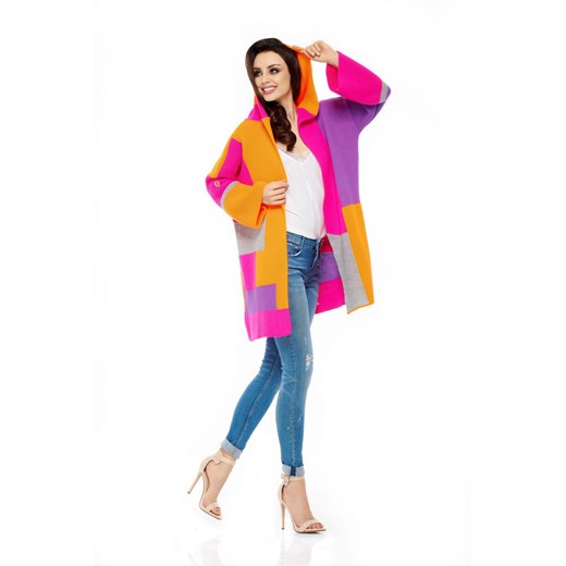 Sweter damski Lemoniade wielokolorowy z dekoltem v casualowy