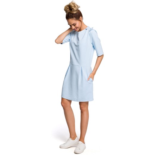 M422 Sukienka z kokardą - błękitna ze sklepu Świat Bielizny w kategorii Sukienki - zdjęcie 85529867