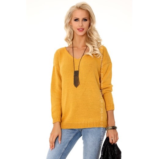 Margitam Mustard sweter ze sklepu Świat Bielizny w kategorii Swetry damskie - zdjęcie 85530779