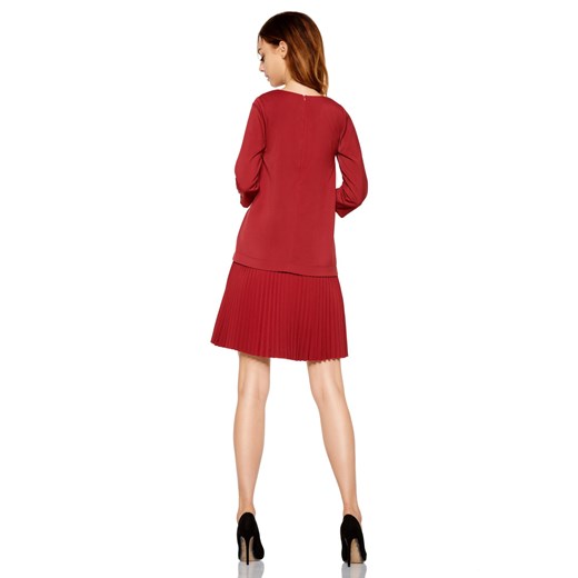 Sukienka Lemoniade elegancka czerwona bez wzorów z długimi rękawami mini 