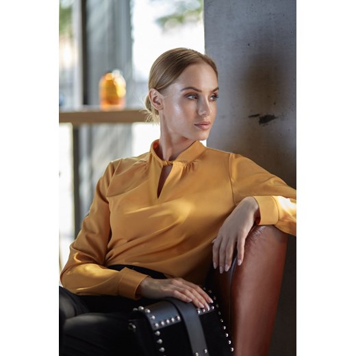 Bluzka damska żółta Style z długimi rękawami casual 
