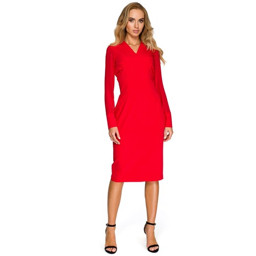 S136 Sukienka ołówkowa - czerwona ze sklepu Świat Bielizny w kategorii Sukienki - zdjęcie 85535218