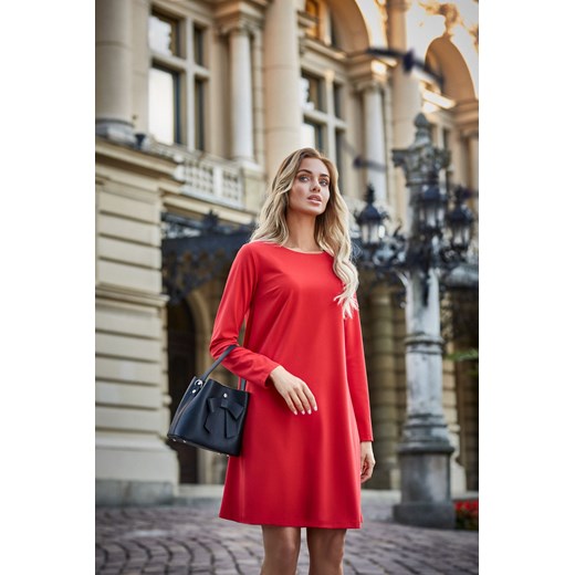 S137 Sukienka rozkloszowana - czerwona ze sklepu Świat Bielizny w kategorii Sukienki - zdjęcie 85535229