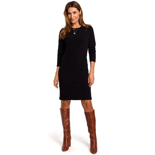 S178 Sukienka swetrowa z długimi rękawami - czarna ze sklepu Świat Bielizny w kategorii Sukienki - zdjęcie 85535557
