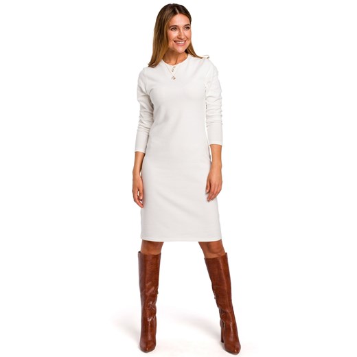 S178 Sukienka swetrowa z długimi rękawami - ecru  Style L (40) Świat Bielizny