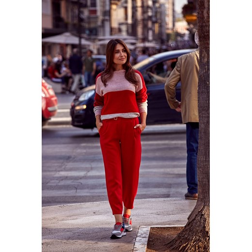 Spodnie damskie czerwone Style na wiosnę 