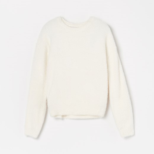 Sweter dziewczęcy biały Reserved bez wzorów 