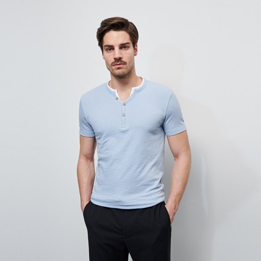 T-shirt męski niebieski Reserved bez wzorów casualowy 