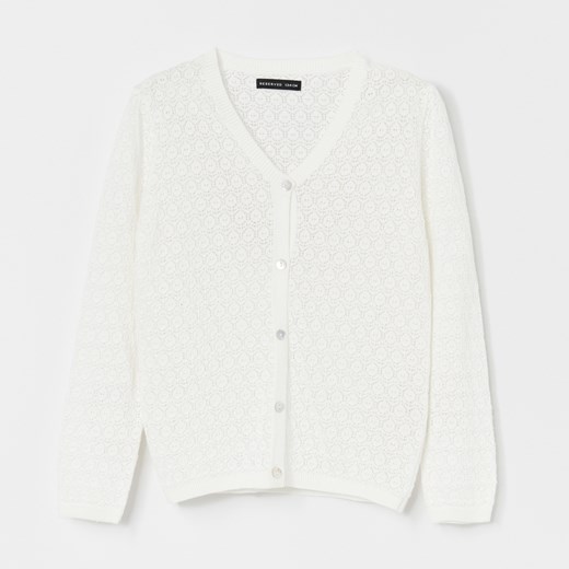 Sweter dziewczęcy Reserved biały z bawełny 