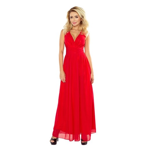 Sukienka Numoco czerwona rozkloszowana bez wzorów 