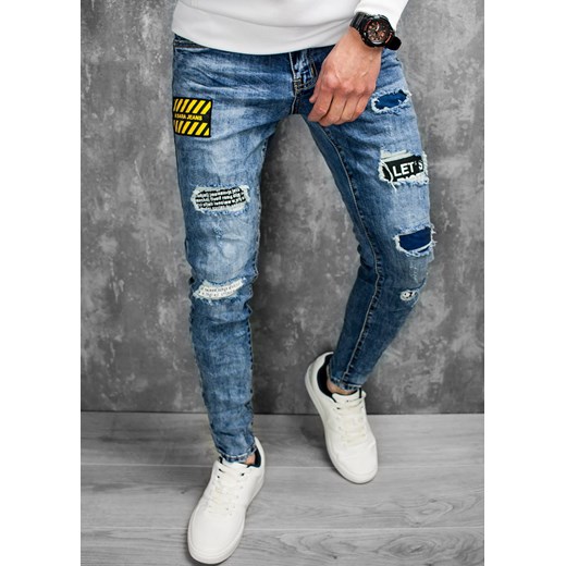 Spodnie jeansowe slim męskie granatowe Recea  Recea XL Recea.pl