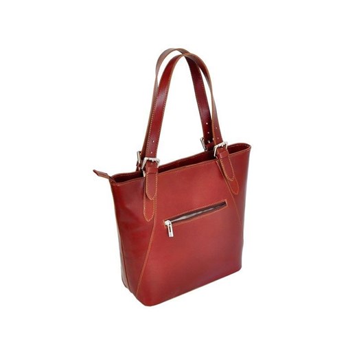 Shopper bag L Artigiano na ramię czerwona duża bez dodatków lakierowana ze skóry 