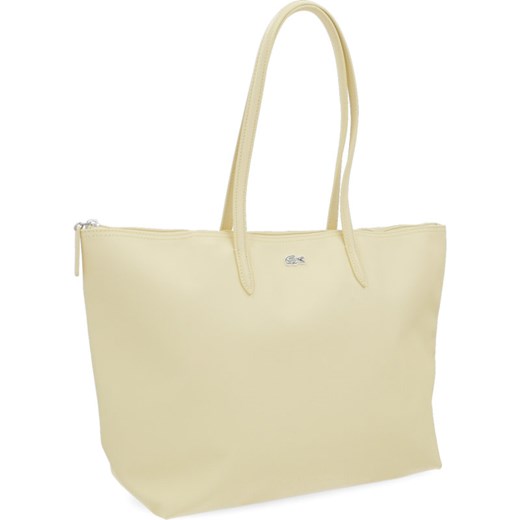 Shopper bag biała Lacoste na ramię bez dodatków skórzana duża 