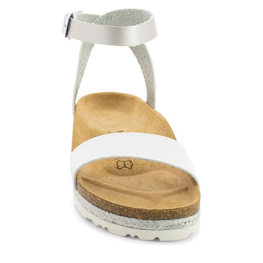 Skórzane sandały "Wellington" w kolorze srebrnym