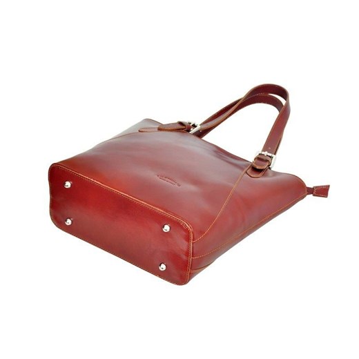 Shopper bag L Artigiano ze skóry lakierowana mieszcząca a8 elegancka bez dodatków 