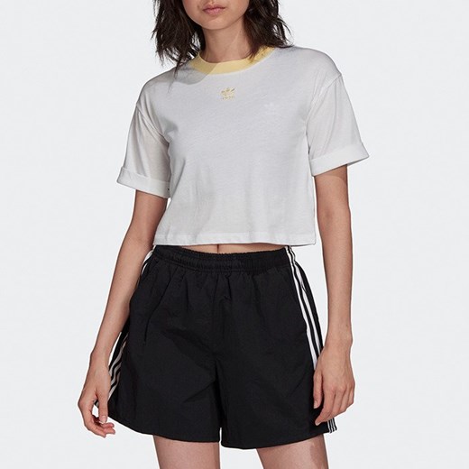 Bluzka damska biała Adidas Originals z okrągłym dekoltem na wiosnę w sportowym stylu 