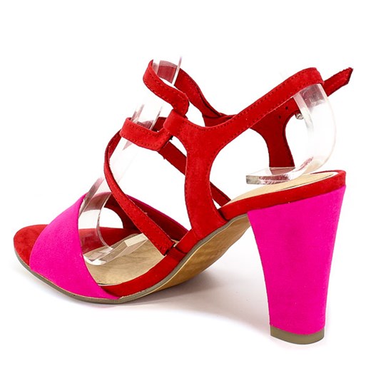 Sandały damskie czerwone Marco Tozzi bez wzorów 