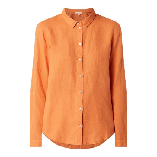Koszula damska Esprit pomarańczowy z bawełny elegancka z kołnierzykiem bez wzorów 