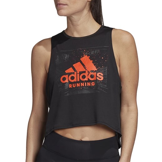 Bluzka damska Adidas z okrągłym dekoltem czarna sportowa z napisem 