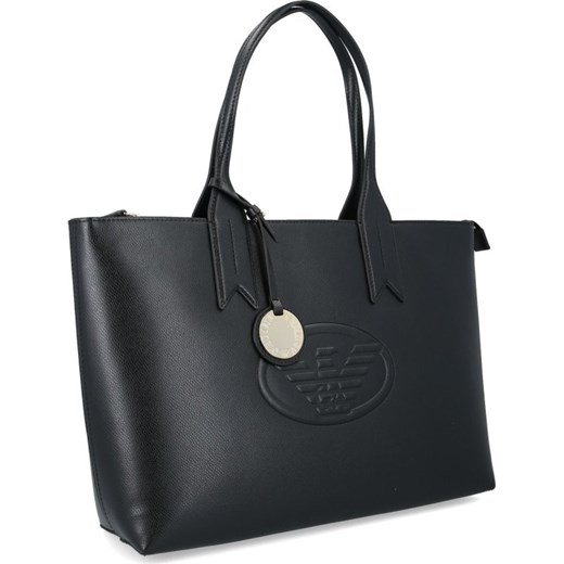 Shopper bag Emporio Armani czarna duża na ramię ze skóry ekologicznej 