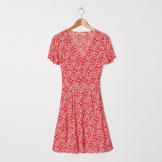 House - Wzorzysta sukienka z wiązanym paskiem - Czerwony  House XS 