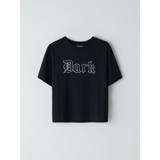 Cropp - Koszulka z kontrastowym napisem - Czarny Cropp  XS 