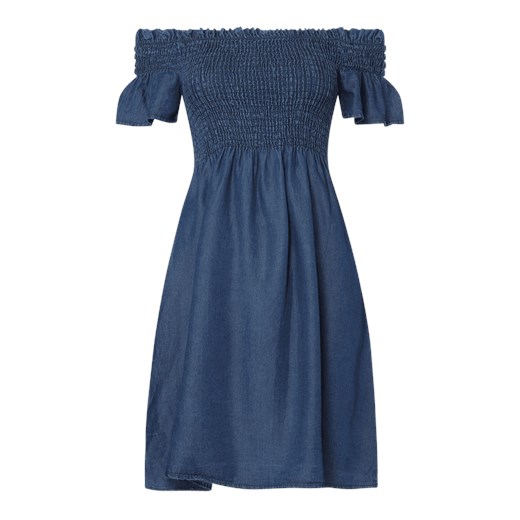 Sukienka APRICOT z odkrytymi ramionami niebieska midi z krótkim rękawem 