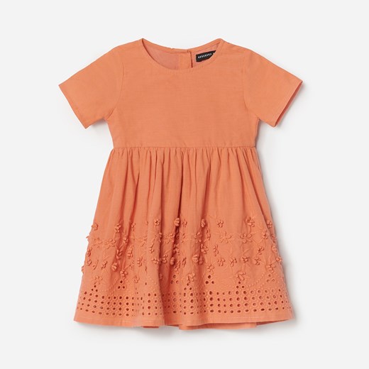 Reserved - Bawełniana sukienka z haftem - Pomarańczowy