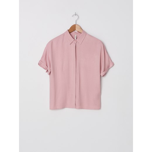 Koszula damska różowa House gładka na wiosnę z krótkimi rękawami 