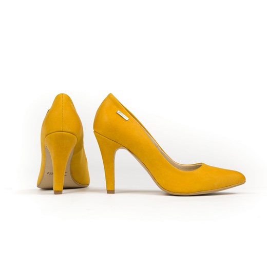 nubukowe szpilki - skóra naturalna - model 035 - kolor żółty  Zapato 39 zapato.com.pl
