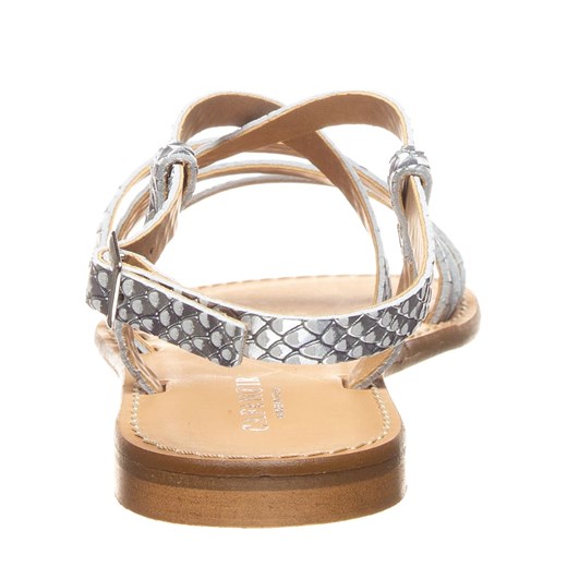 Skórzane sandały w kolorze srebrnym