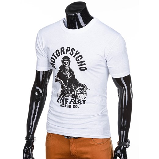 T-shirt męski z nadrukiem 1228S - biały Edoti.com  XL 