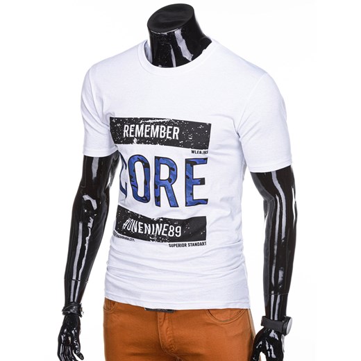 T-shirt męski z nadrukiem 1227S - biały Edoti.com  XXL 