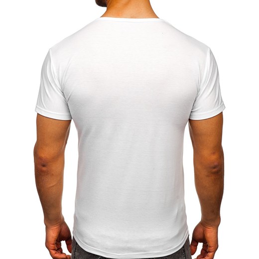 Biały T-shirt męski z nadrukiem Denley KS2098  Denley XL okazyjna cena  