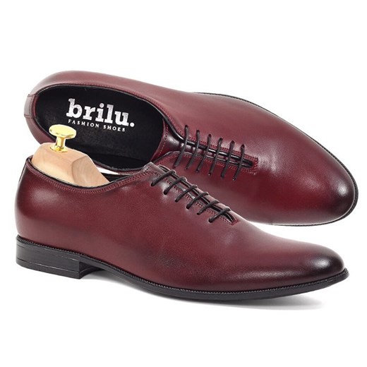 Brilu.pl buty eleganckie męskie czerwone wiązane 