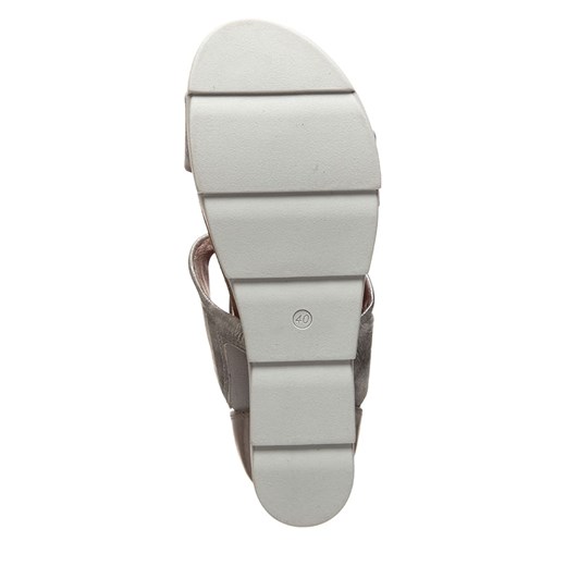 Skórzane sandały w kolorze beżowo-srebrnym