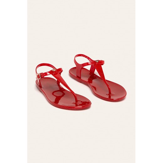 Sandały damskie Emporio Armani czerwone bez obcasa płaskie casualowe 