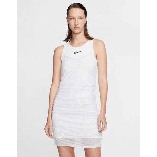 Nike – Biała sukienka mini z warstwową siateczką-Biały