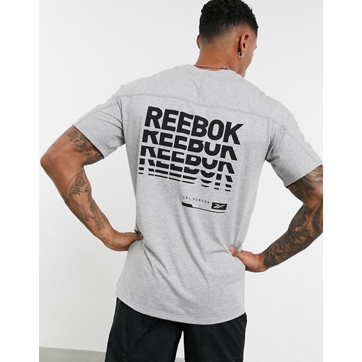 Reebok Training – Szary t-shirt z logo na plecach Reebok  M Asos Poland