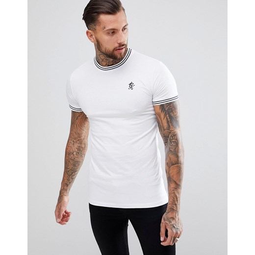 Gym King – Biały t-shirt o kroju podkreślającym sylwetkę z kontrastową lamówką Gym King  XL Asos Poland