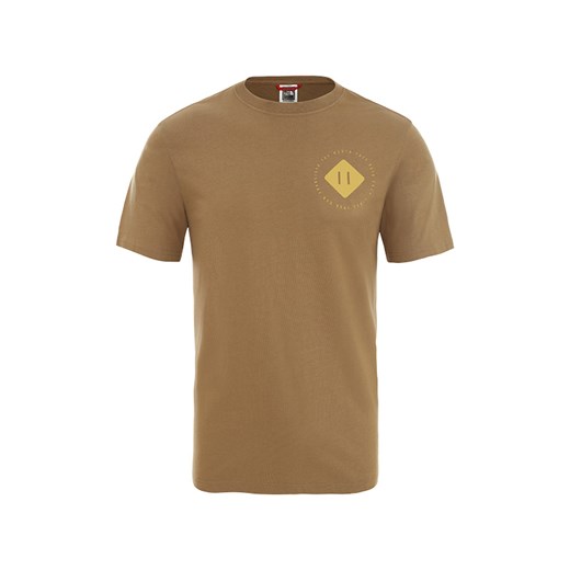 T-shirt męski The North Face brązowy bez wzorów z krótkim rękawem 